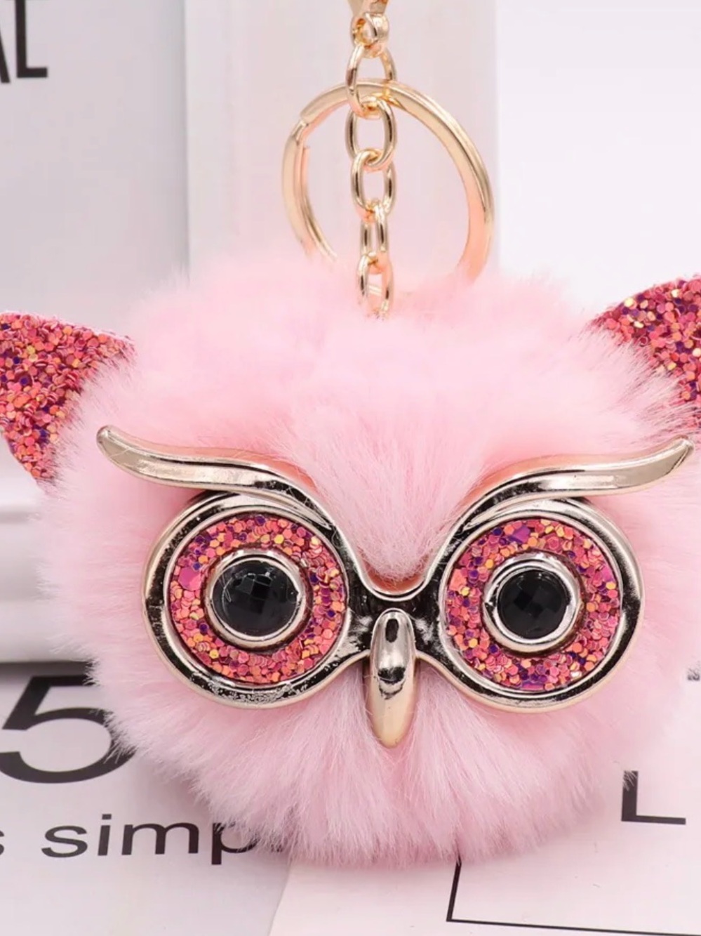 1pc Fashion Trend Owl Plush Key Chain Imitation Rabbit Hair Ball Bag Pendant - Picture 7 of 16